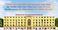Thông báo tổ chức các lớp bổ sung kiến thức dự tuyển đào tạo trình độ thạc sĩ 2026