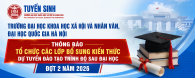 Trường Đại học Khoa học Xã hội và Nhân văn, Đại học Quốc gia Hà Nội thông báo tổ chức các lớp bổ sung kiến thức dự tuyển đào tạo trình độ sau đại học đợt 2 năm 2026