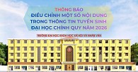 THÔNG BÁO ĐIỀU CHỈNH MỘT SỐ NỘI DUNG TRONG THÔNG TIN TUYỂN SINH NĂM 2026